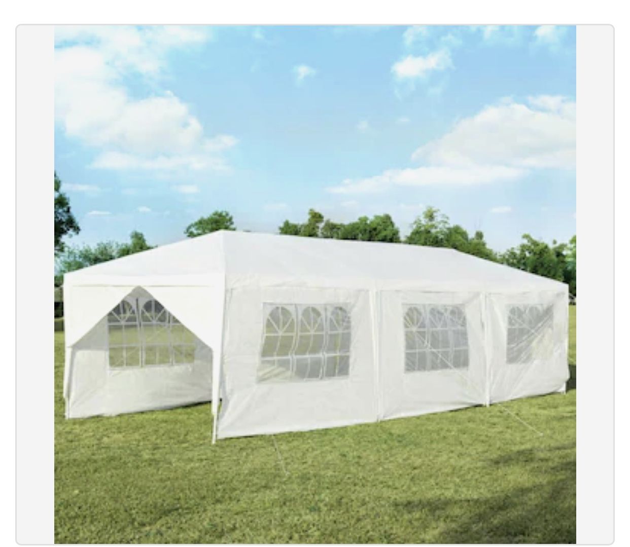 10'x 30' White Gazebo Wedding Party Tent Canopy With 6 Windows & 2 Sidewalls-8