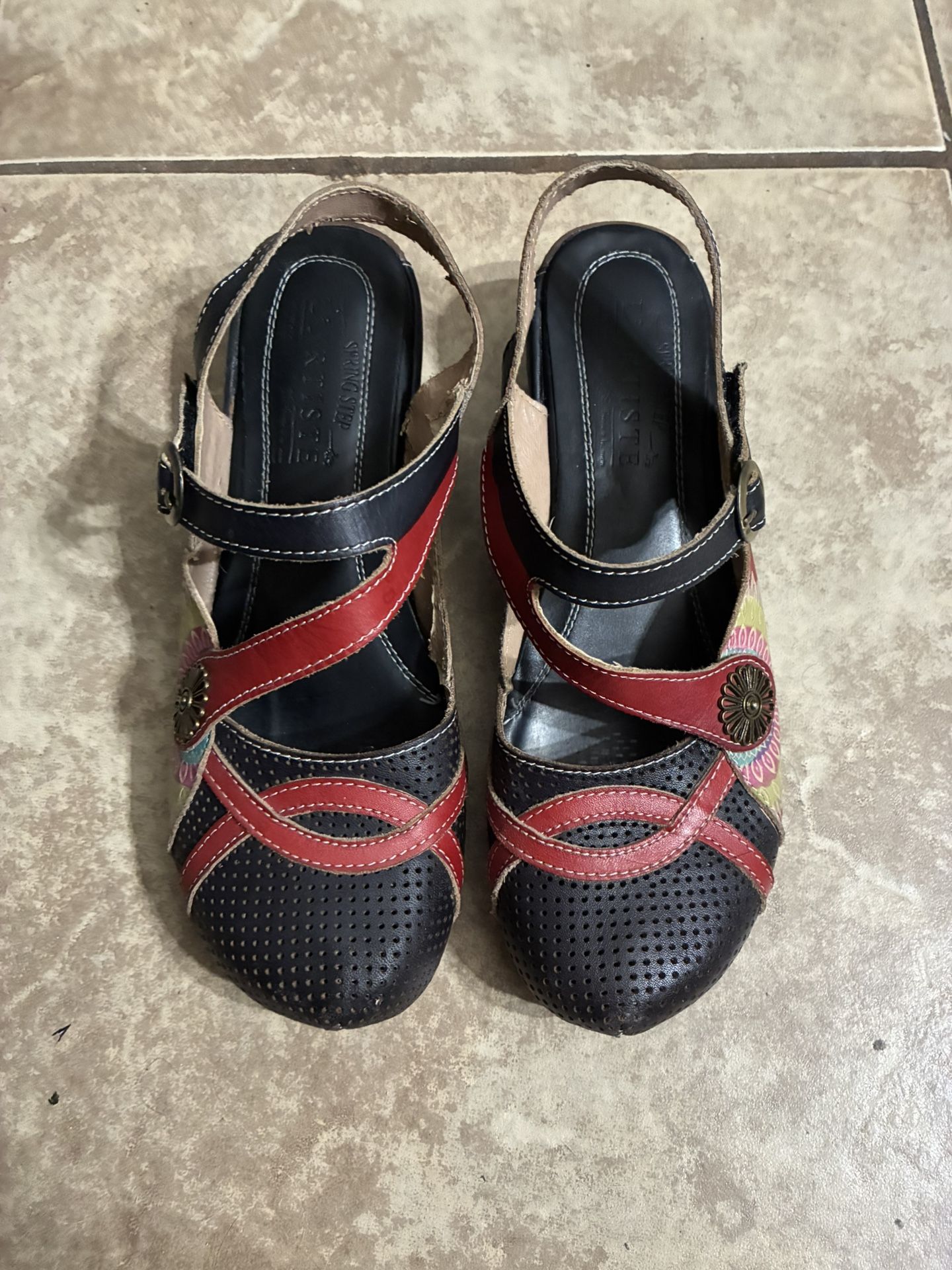 Black Leather And Red Leather Shoes