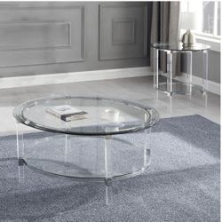 Round Glass top coffee table | Clear coffee table