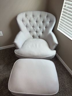 White chair and ottoman