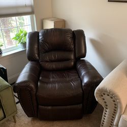 Leather Push Button Recliner 