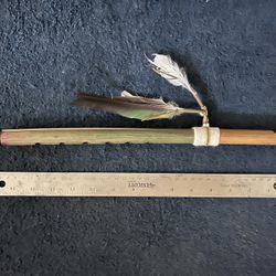 Hand Carved Native American Flute W/feathers