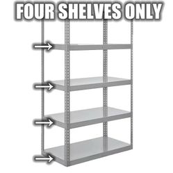 ULINE Heavy-Duty Industrial Commercial Warehouse Steel Metal Shelving  FOUR Shelves Storage Rack - 48 X 24 X 84"

