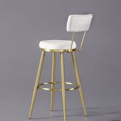 3 Luxury Modern Velvet Bar Stools With Upholstery White