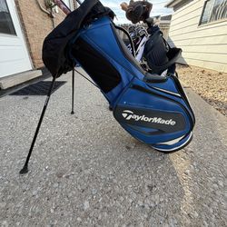 Golf stand bag Taylor made blue leather 5 way divider