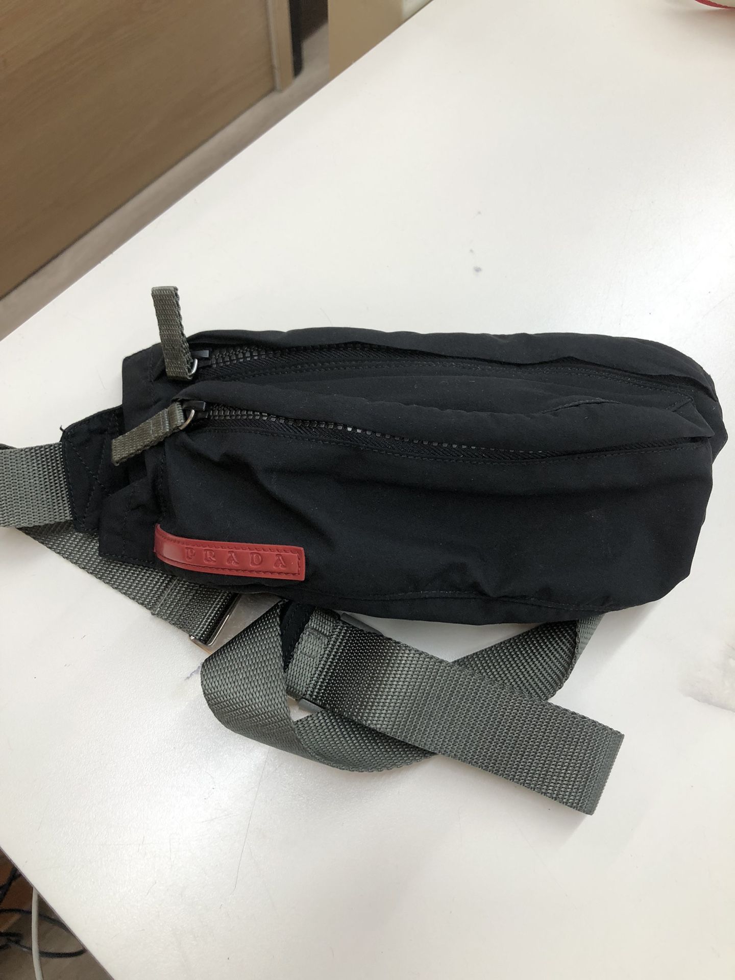 Prada Vintage Black Nylon Bum Bag