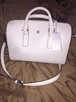 Tory Burch New Ivory Leather Emerson Buckle Tote