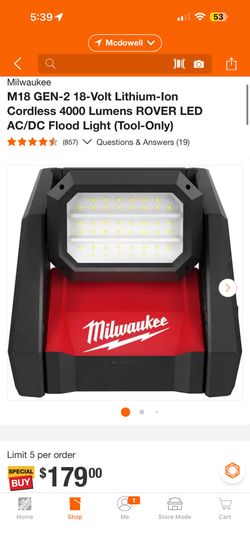 Milwaukee M18 Rover Light