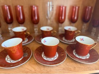 Vintage Victoria Czechoslovakia Porcelain Coffee Tea Set – 6 Pieces