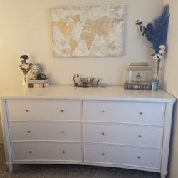 Arhaus White 6-Drawer Dresser w/ Gold Knob Handles