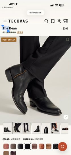 Tecovas The Dean Black Leather Boots Men's 11.5