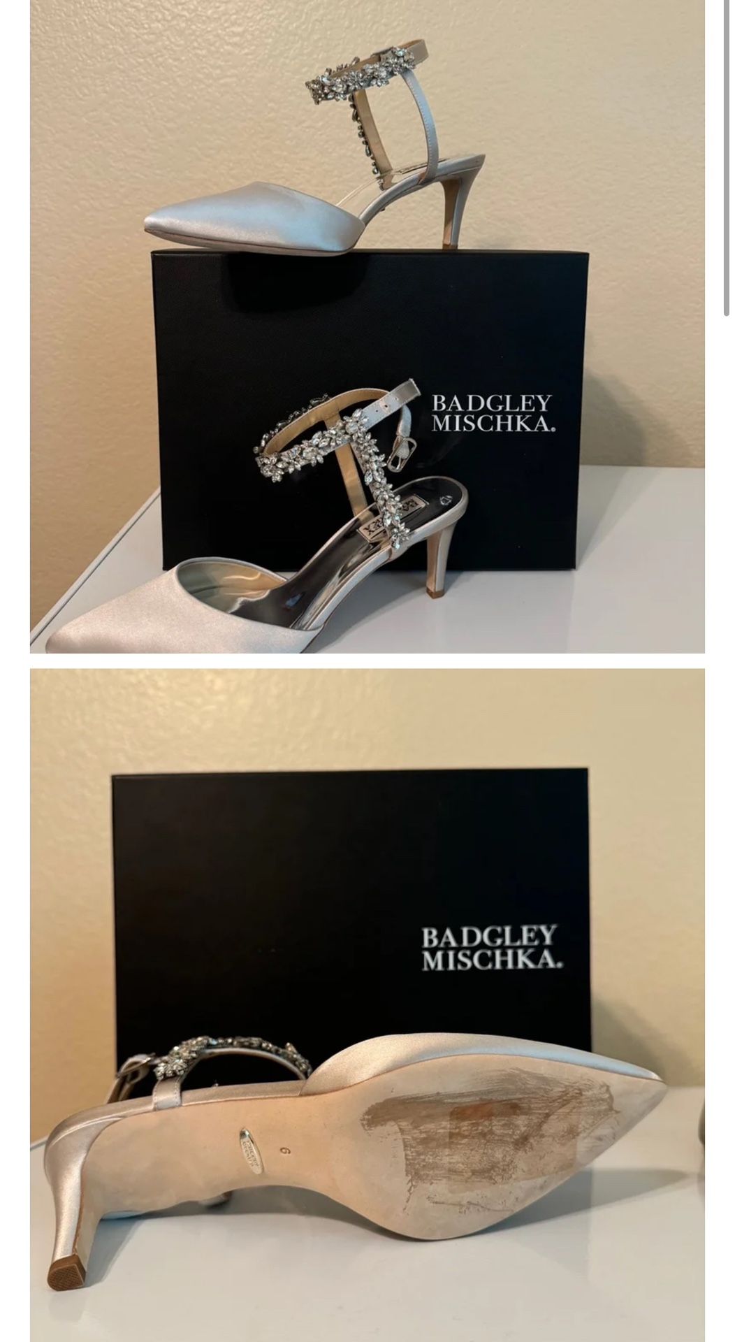 BNIB Badgley Mischka Esmeralda Kitten Heel In Fog Size 9 See All Photos