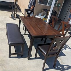 Dining set , brown, bench, comedor