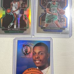 Bill Russell 21-22 Prism Card #254, Evan Fournier 21-22 Prism Silver And 98-99 Paul Pierce Skybox Premium  #8