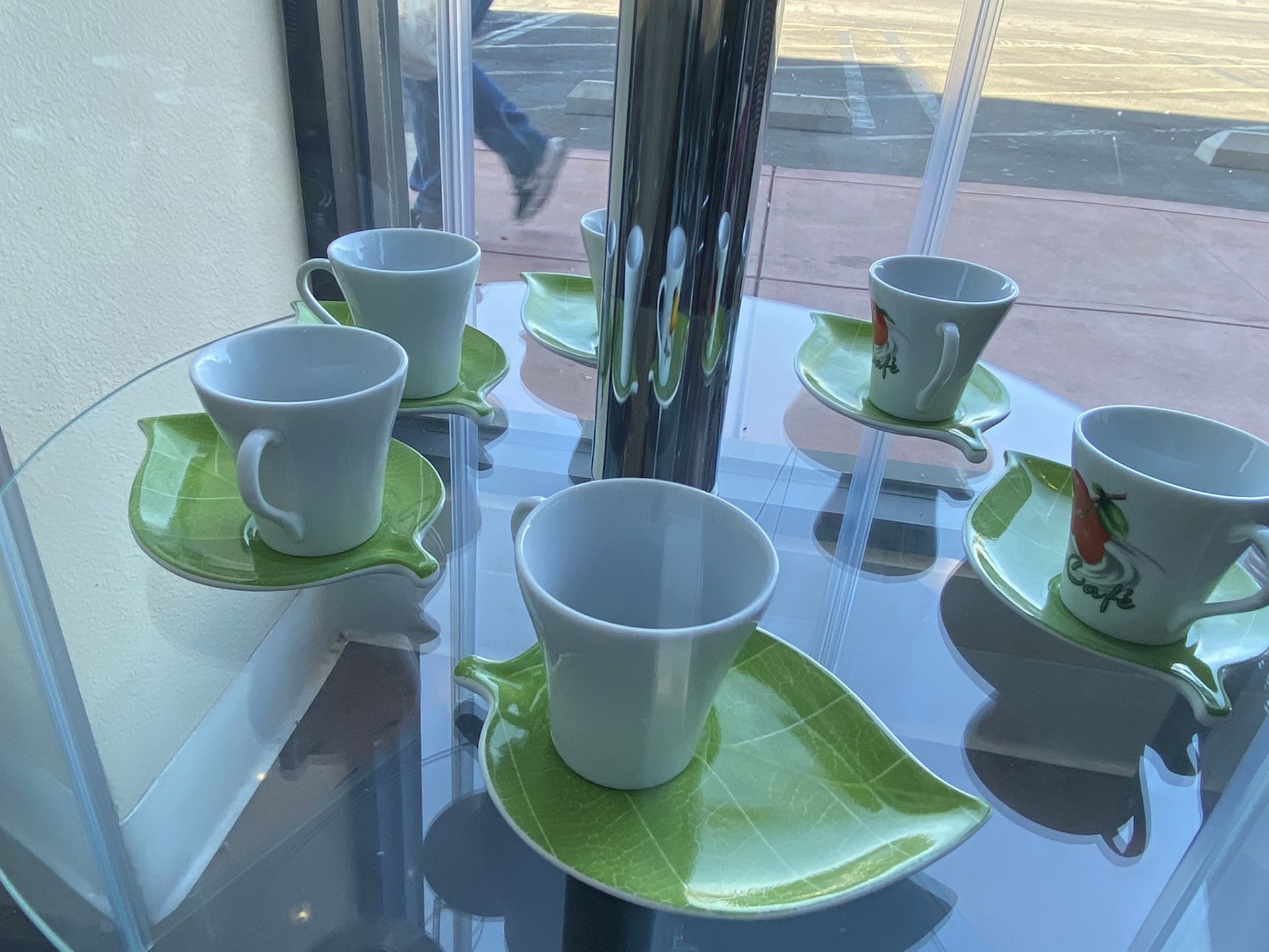 Coffee cup tea cup set of 6 with leaves and flowers