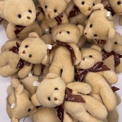 24 Little Teddy Bear Light Brown Key Chain Set 