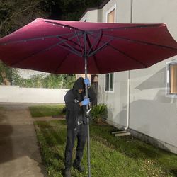 Patio Umbrella With Solar Lights 