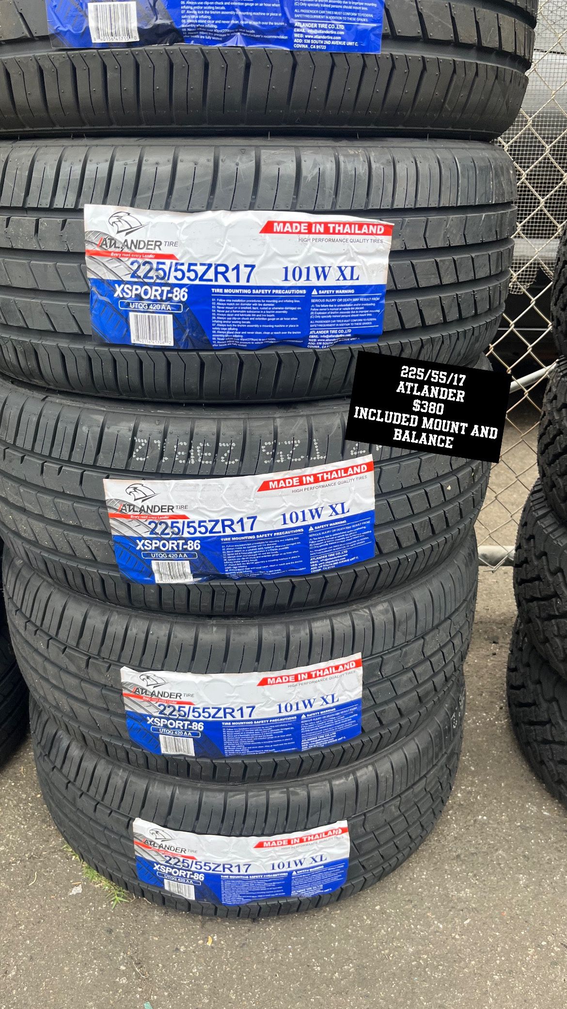 New Tires 225/55/17 Atlander