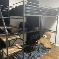 2 Bunk Beds With Desk Attached 