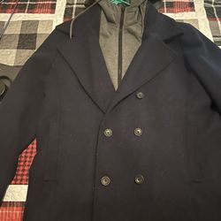 Grey And Navy Blue Pea coat Style Jacket 2x