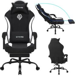 Gaming Chair With Footrest Brand New Black And White Color 