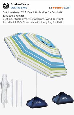 OutdoorMaster 7.2ft Beach Umbrella