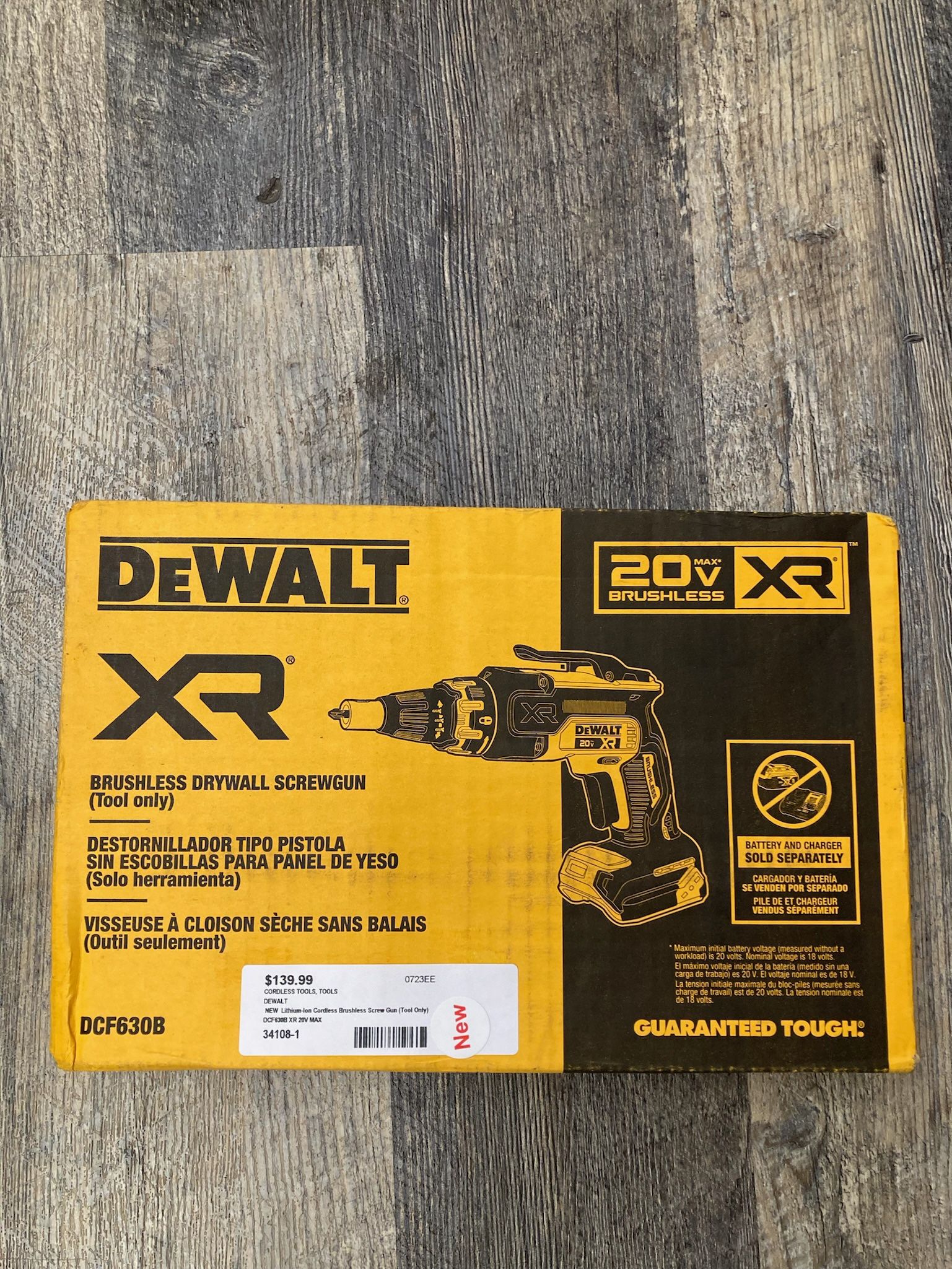 DEWALT DCF630B XR 20V MAX Lithium-Ion Cordless Brushless Screw Gun, Tool Only