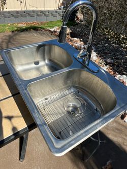 Stainless steel Double bowl Kitchen sink, with faucet $40