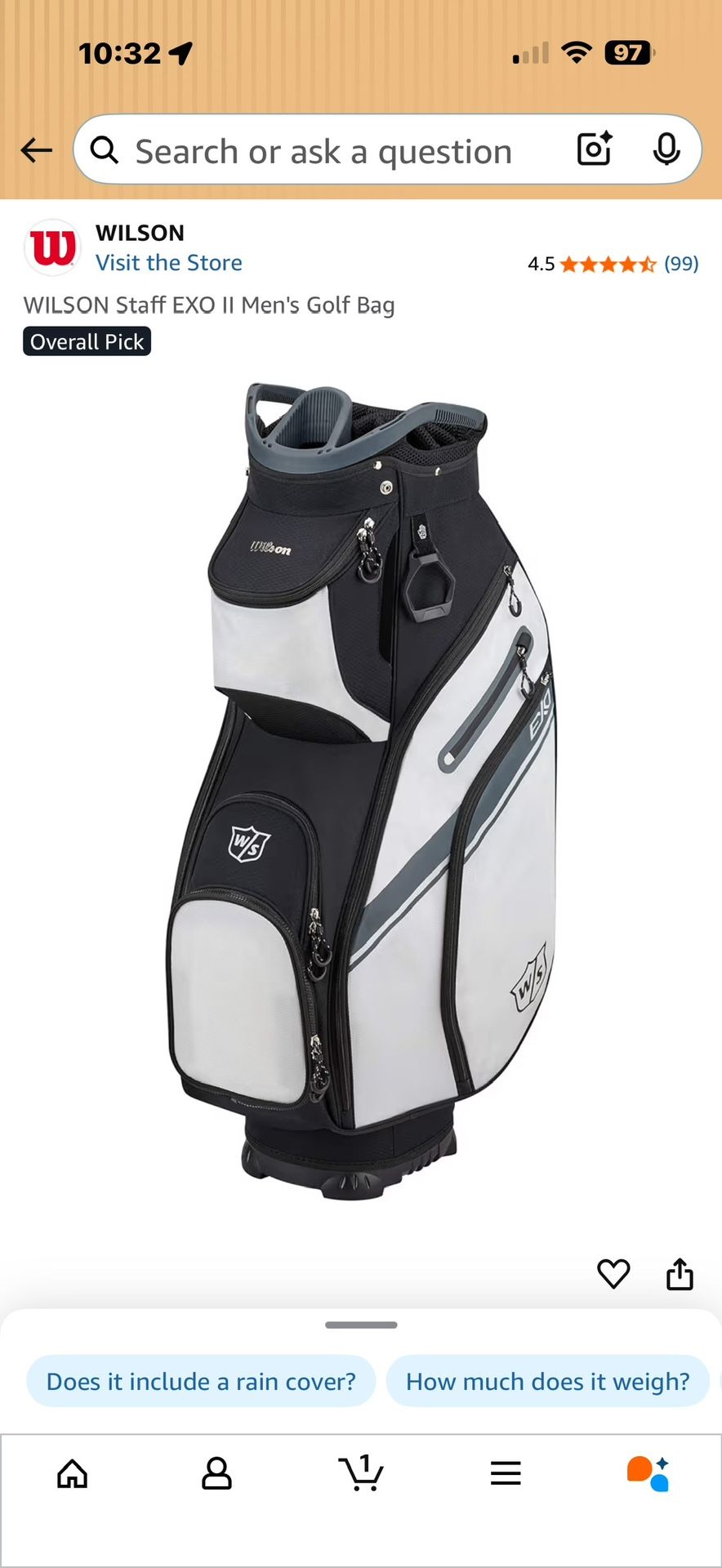 New Wilson EXO II Cart Bag