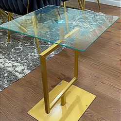 Modern Gold & Glass Side Table for Sale
