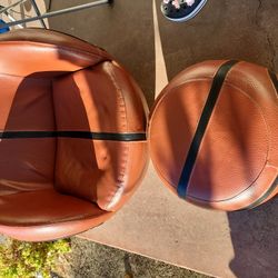 Leather Kids Basketball Seat W/ottoman