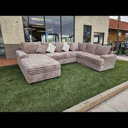 Brand New Sectional Corduroy Fabric Mocha Brown xL Size W/ 6 Pillows $1699