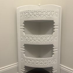 White Boho Corner Shelf