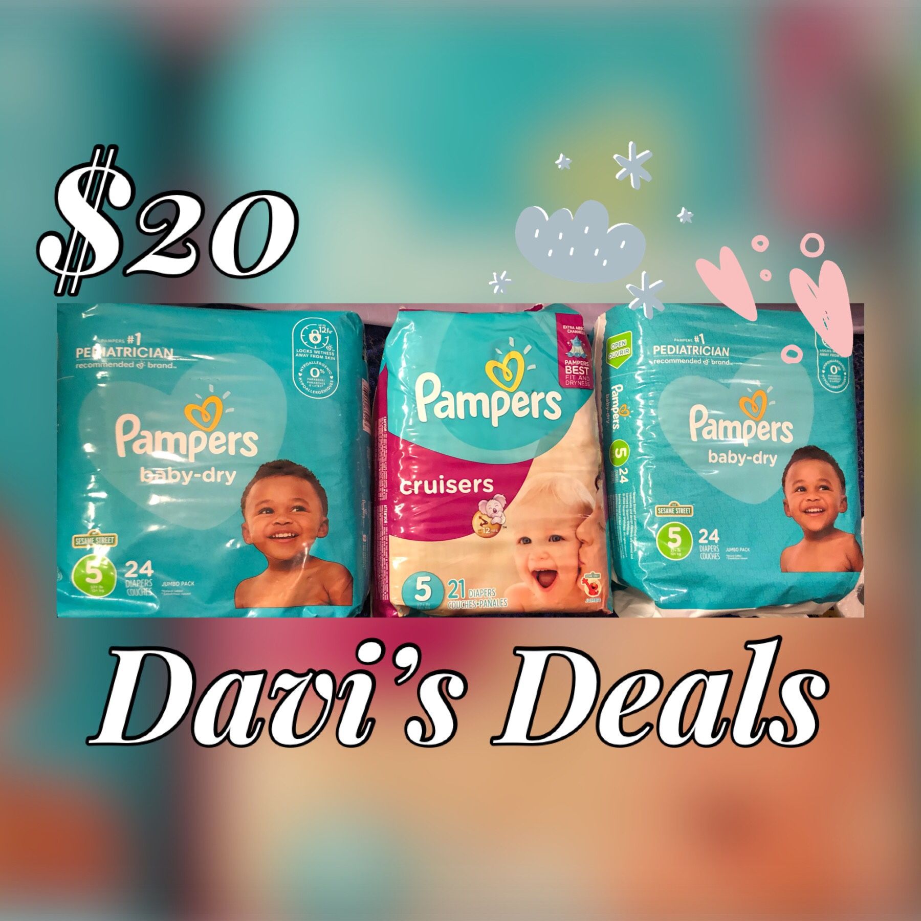 $20 Pampers Size 5 Baby Diaper Bundle — READ FIRST! CASH ONLY, NO HOLDS, NO DELIVERIES & NO SUBSTITUTIONS