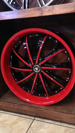 Brand new 20" wheels gloss black wit gloss red