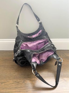 Coach Black / Purple Lilac Madison Maggie Hobo Bag / Shoulder Bag
