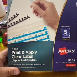 5 Tab Print and Apply clear label 