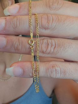 10K Gold Figaro Bracelet NEW 2mmx8"