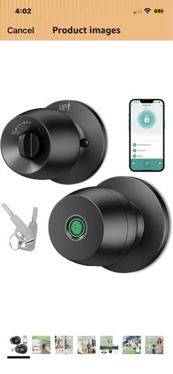 Fingerprint door knob, smart door knob, intelligent biometric fingerprint door lock, keyless entry, controllable via app, suitable for bedrooms, stora