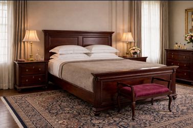 Solid Wood Queen Bedroom Set – Luxury Classic 🔥