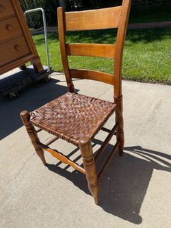 Vintage Ladder Back Chair with Woven Seat