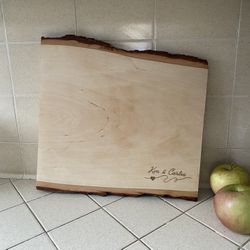 Custom Engraved Live Edge Charcuterie/Cutting board, Unique and Personalized Wedding gift, Real Estate Closing gift