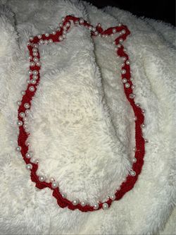 Handmade Red crochet necklace
