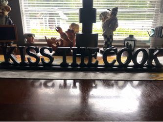 Kiss The Cook Kitchen Sign Decor