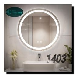 WallBeyond LED Bathroom Mirror with Lights, 24'' Round Light Up Bathroom Mirror for Wall with Front and Backlit, Anti Fog Led Mirror for Bathroom, 3 C