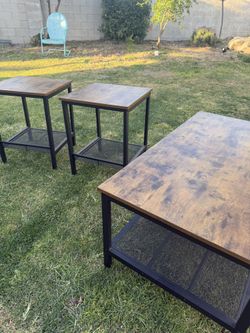 Coffee Table with 2 Square End Side Tables