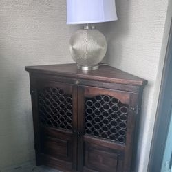 Super Cool Vintage Real Wood Corner Cabinets - Set Of 2 