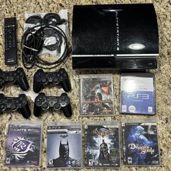 PS3 Lot w/ Games + 4 Controllers - TESTED