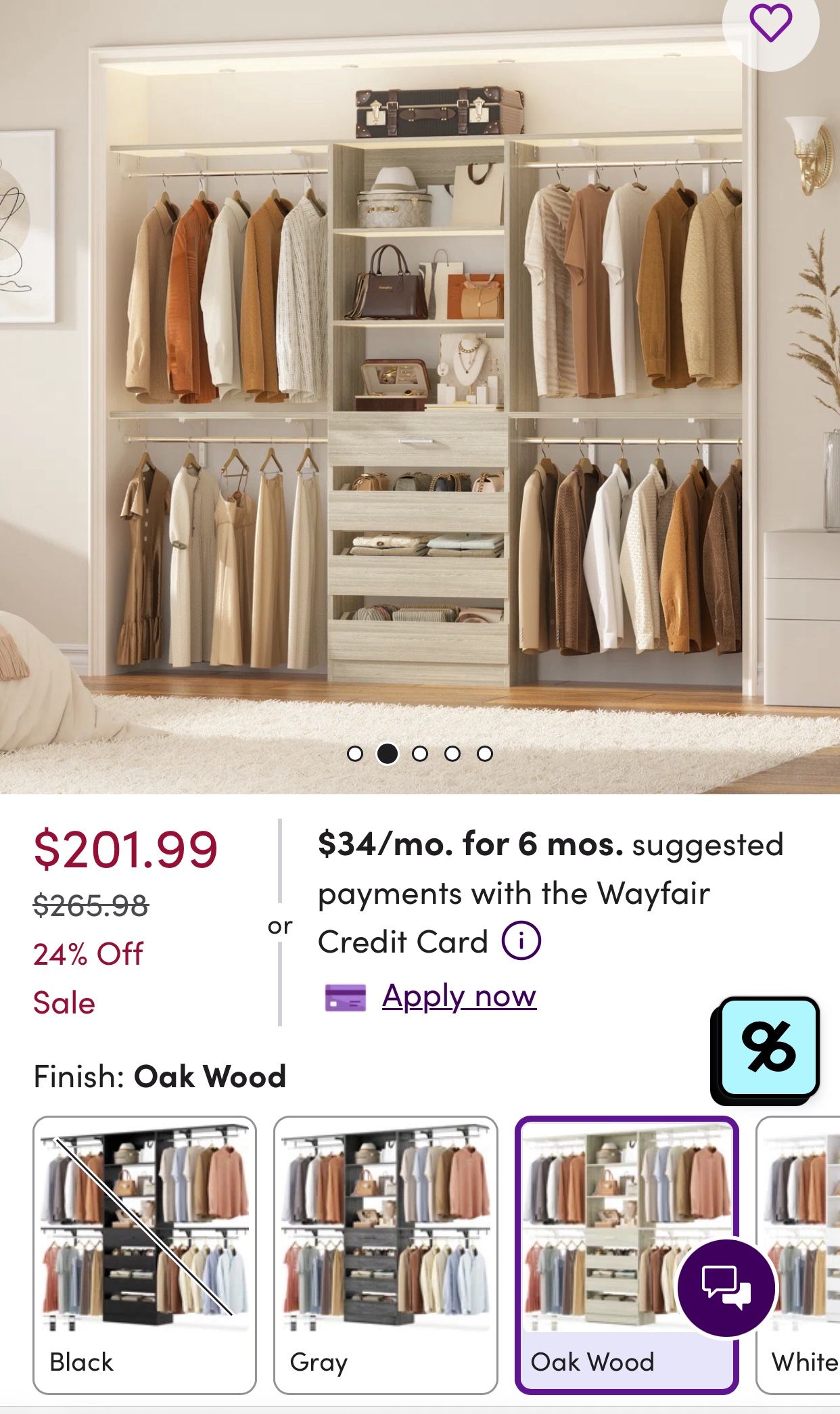 96” Closet System With Shelves