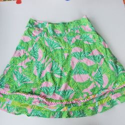 Vintage Lilly Pulitzer Zebra Butterfly Print Green Pink Skirt Size 12 Spring

